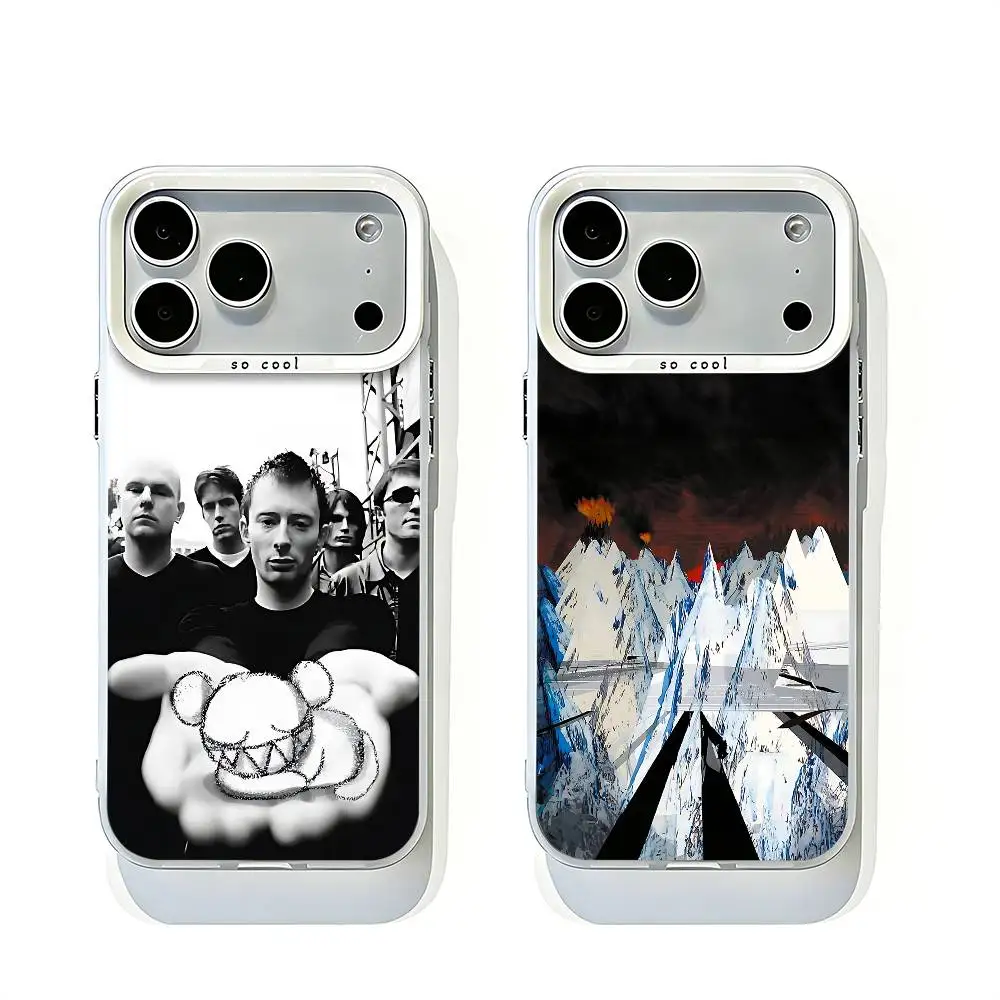 R-RadioheadS KID A MNESIA White Matte So Cool Lens Bumper Printed Cover For iPhone 16 15 17 14 11 12 13 Pro Max
