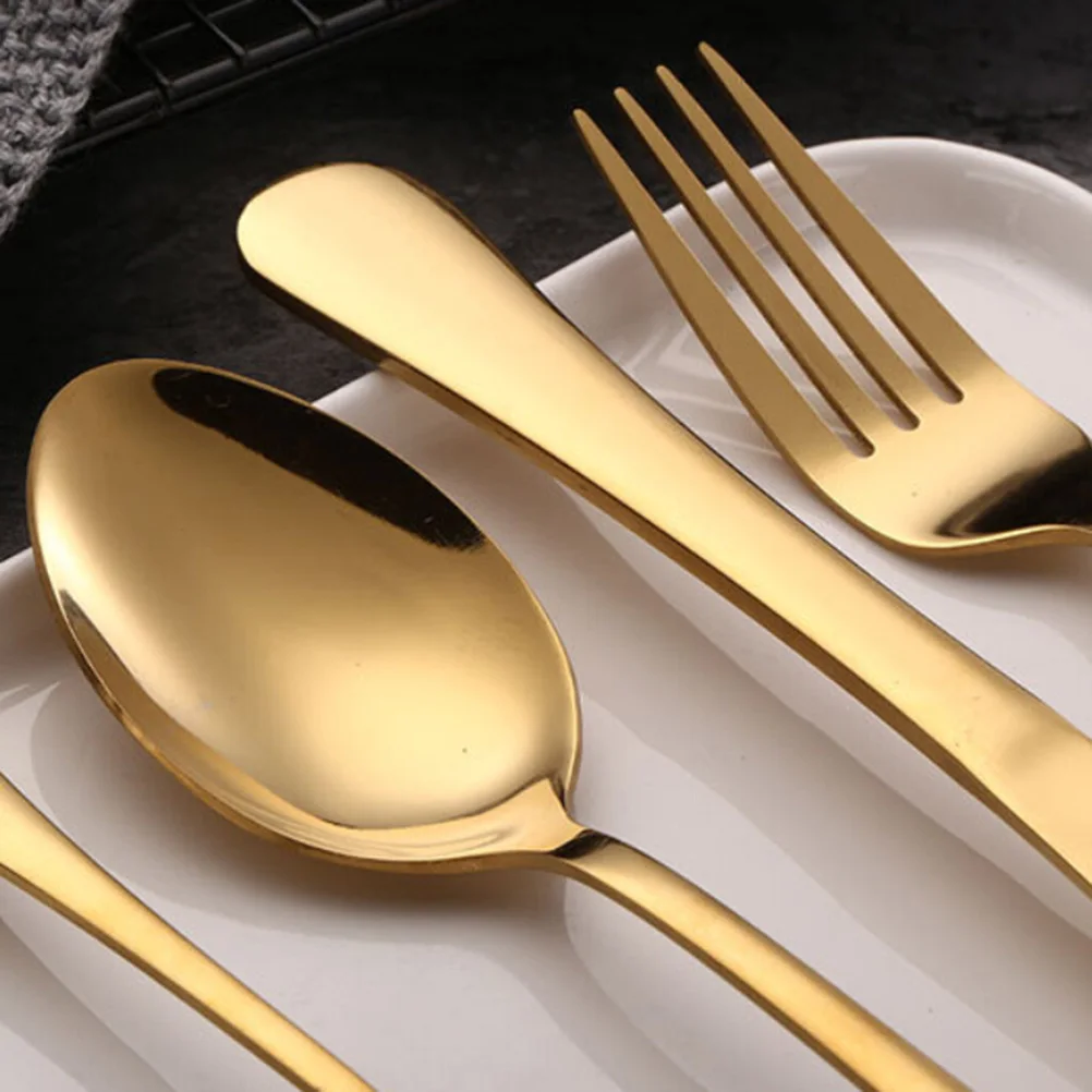 

4 Pcs Flatware Silverware Dinner Forks Serving Utensils Stainless Steel Cutlery