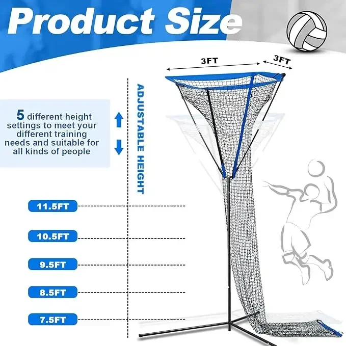 Volleyball Setter Volleyball Trainer Net Training Equipment Adjustable Angle, Ideal for Serving, Spiking