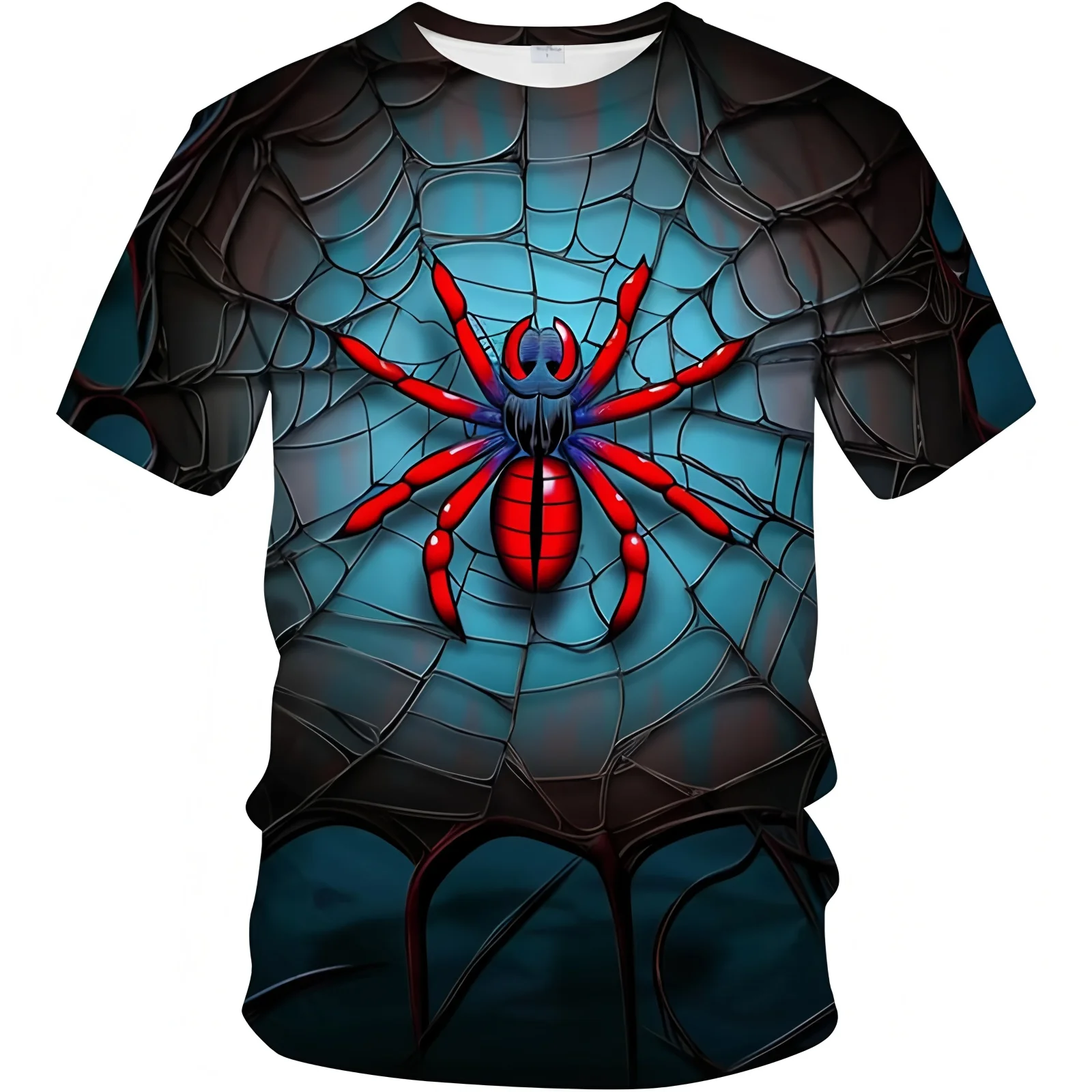 

Street fashion men's clothing 3D digital printing spider graphic T-shirt round neck short sleeved new in tops funny T-shirts men