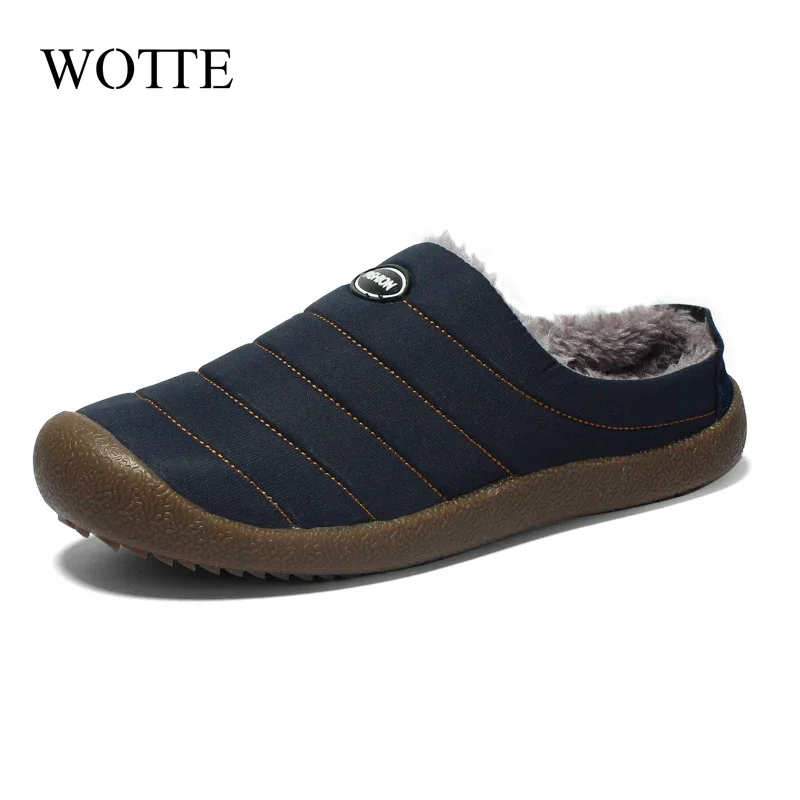 Big Size 47 Men\'s Slippers Warm Shoes Plush Flock Male Slippers For Home Hard-wearing Non-slip Outdoor Walking Mans Footwear