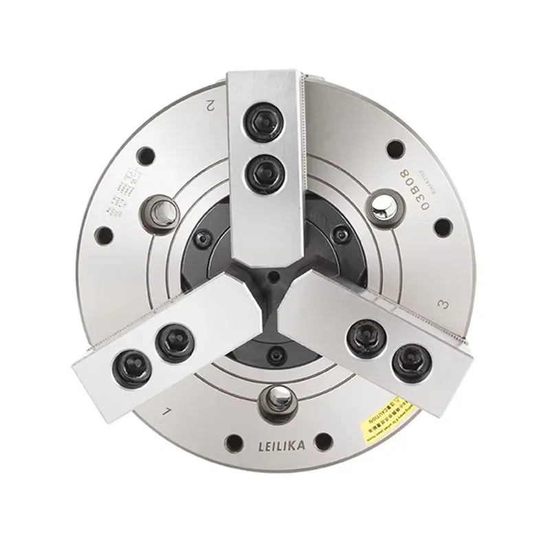 8 Inch 3 Jaw Hydraulic Power Chuck High Speed Large Bore Precision 0.015mm For CNC Lathe A2-5 A2-6 Mounting Plate 35CrMo