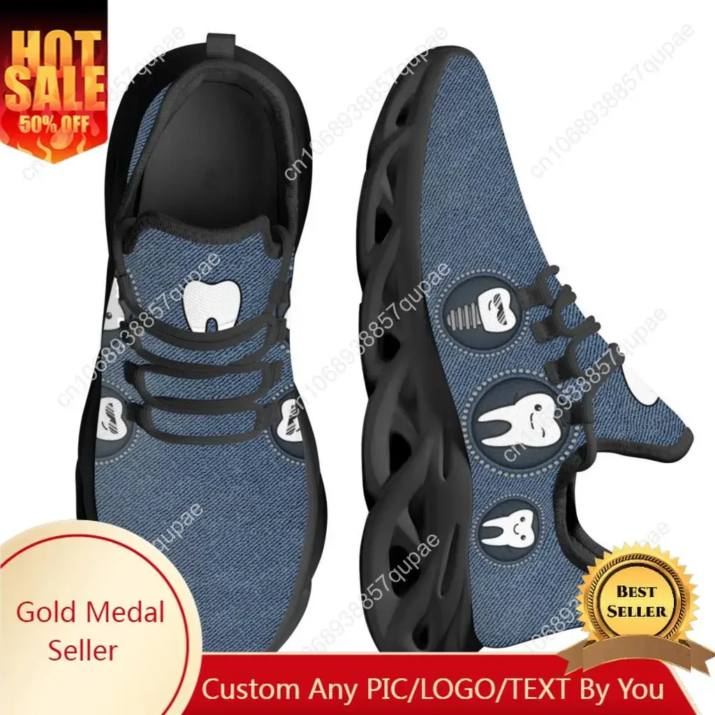 Funny Dentist Teeth Print Flats Sneakers Shoes Mens Womens Sports Shoes Fashion High Quality DIY Sneaker Custom Made Shoe