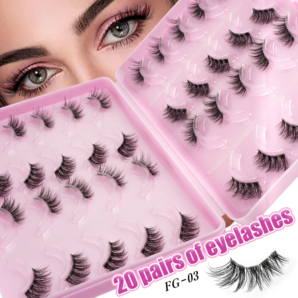 YSDO 3/10/20 Pairs Fluffy Half Lashes Cat Eye Fake Eyelashes Natural Long False Eyelashes Volume Eyelash Extensions Makeup Tool