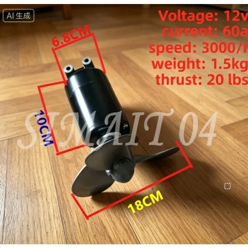 12V DIY Electric Trolling Motor, Outboard Thruster with Propeller for Inflatable Rubber Dinghy