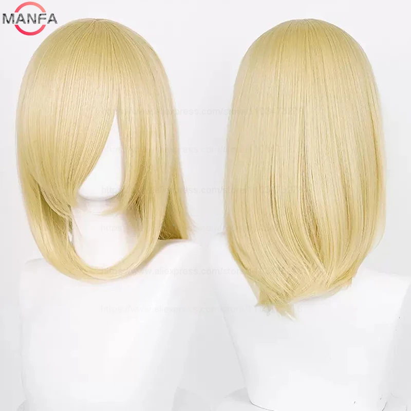 Peluca de cosplay anime básica de 40cm, flequillo, colores: rubio, negro, blanco, rojo, rosa, verde, marrón, dorado, azul, resistente al calor, sintética 3
