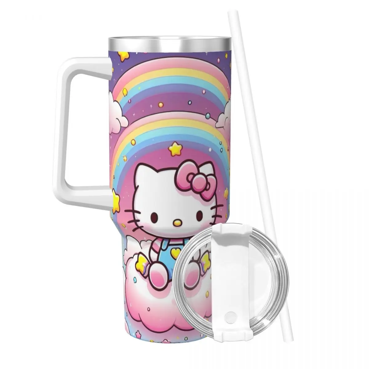 Stainless Steel Tumbler Hello Kitty Miniso Mugs Cup With Straws Cold and Hot Water Bottle Insulated Large Capacity Coffee Mug