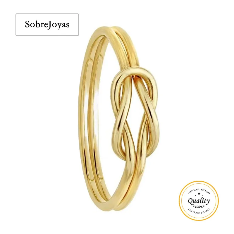 

Double Long Love Knot Ring 14K Gold Filled Knot Rings Boho Gold Jewelry Minimalist Knuckle Ring Gold Rings for Women