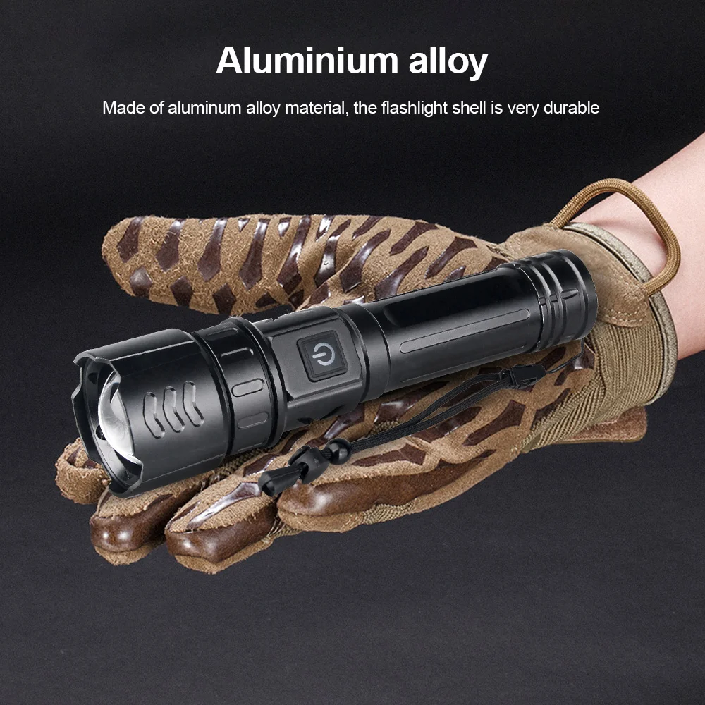 Super Bright 50000lm LED Tactical Hunting Flashlight Set Zoom Torch Night Vision IR Flashlight High Focus Lantern 18650 Battery