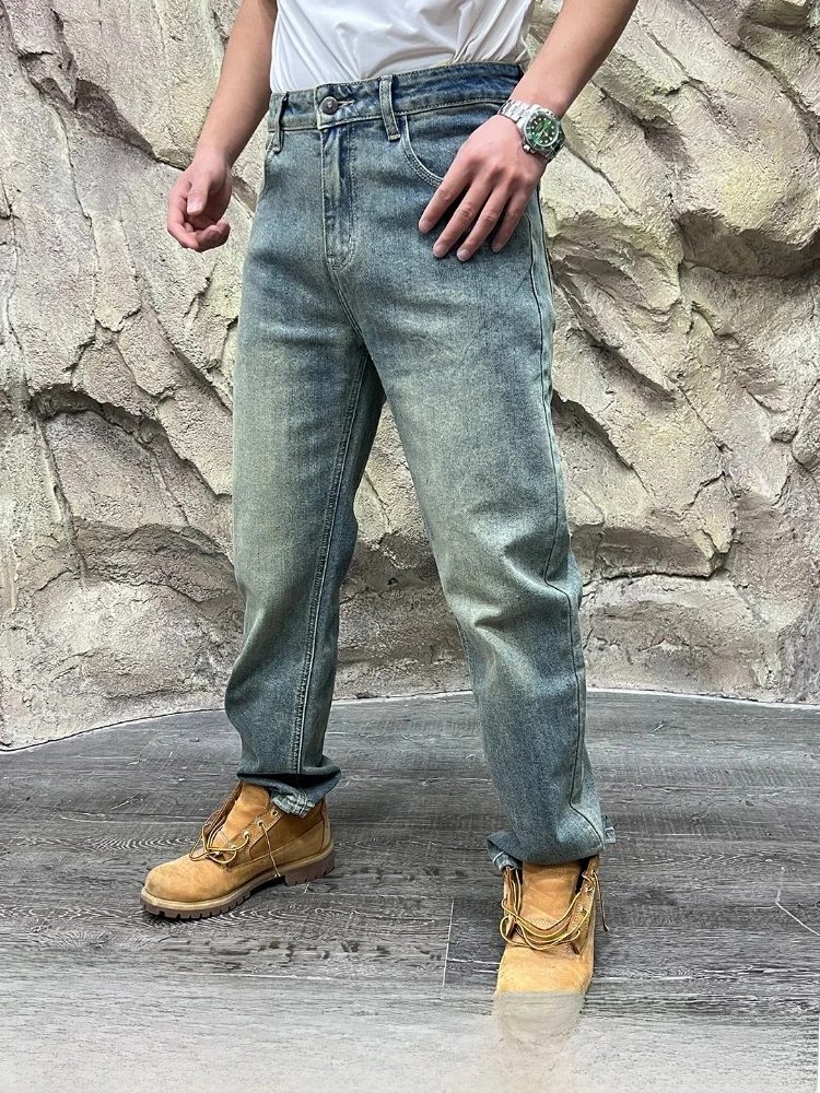 

Denim Jeans Men's Spring Summer Slim Fit Cotton Polyester Blend Elastic Washed out High Waist Standard Fit Jeans