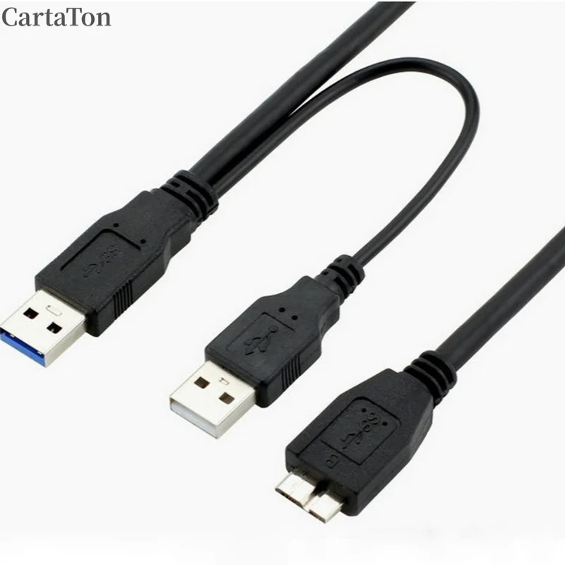 HDD Hard Drive Power Cable USB 3.0 Male To Micro B Male Y Wire Splitter with Extra USB Power Cord Adapter Dual USB Extend Line