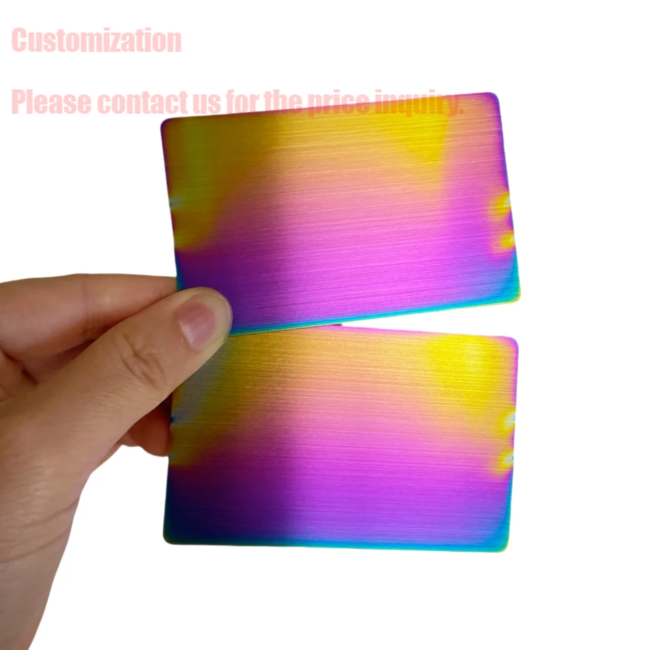 

Customized inquiry Custom Brush Finish Plain Blank Metal Card rainbow Color for Laser Engraving