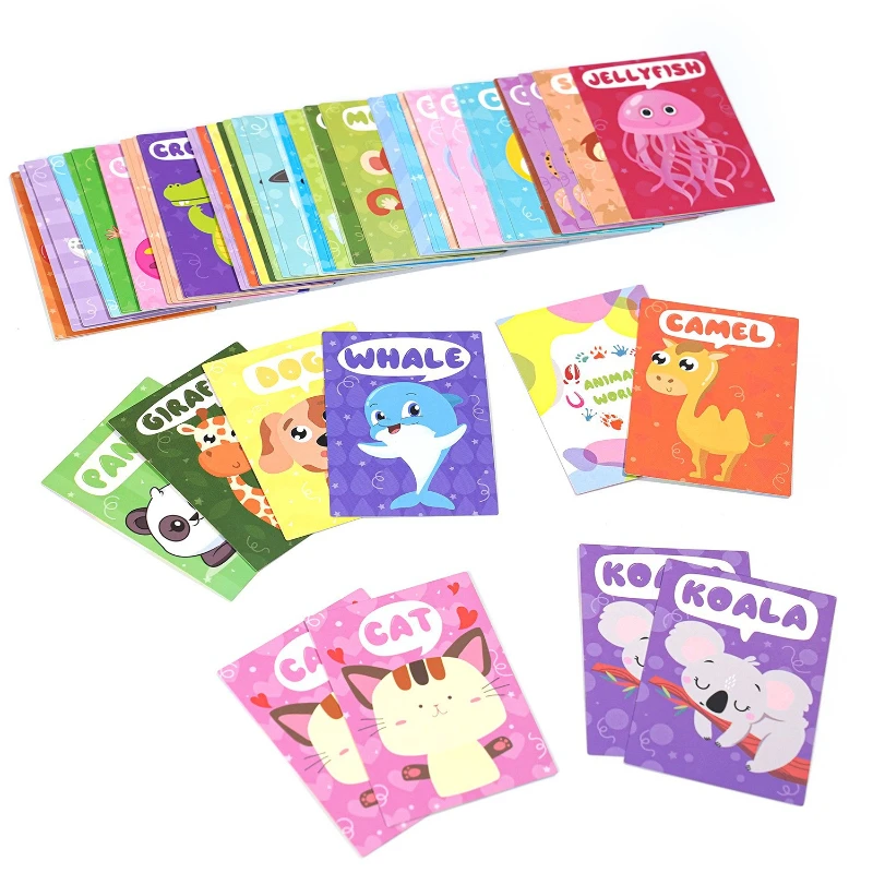 72 Sheets/box of Children's Animal Matching Cards, Learn English Words, Concentration Training, Early Education Learning Cards view 5