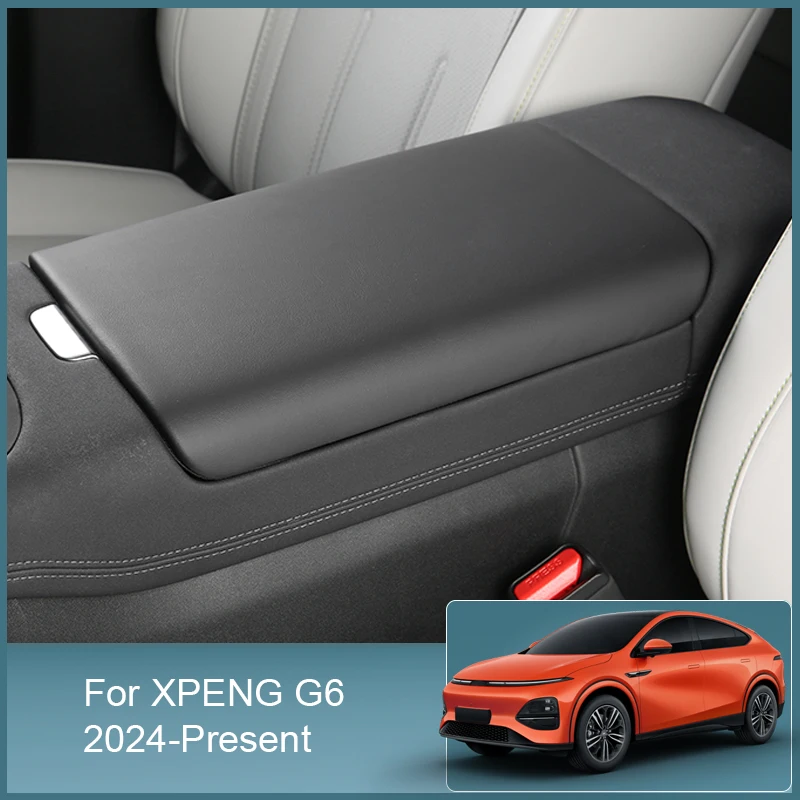 For XPENG G6 2024-Present Car Armrests Cover PU Leather Internal Decoration Cover Anti-Scratch Interior Auto Accessory