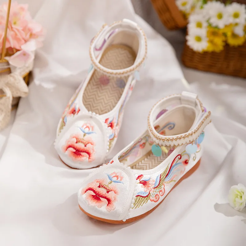 

CY283 2024 Spring New Ancient Style Ethnic Style Embroidered Children's Shoes Hanfu Shoes Performance With Girls Shoes