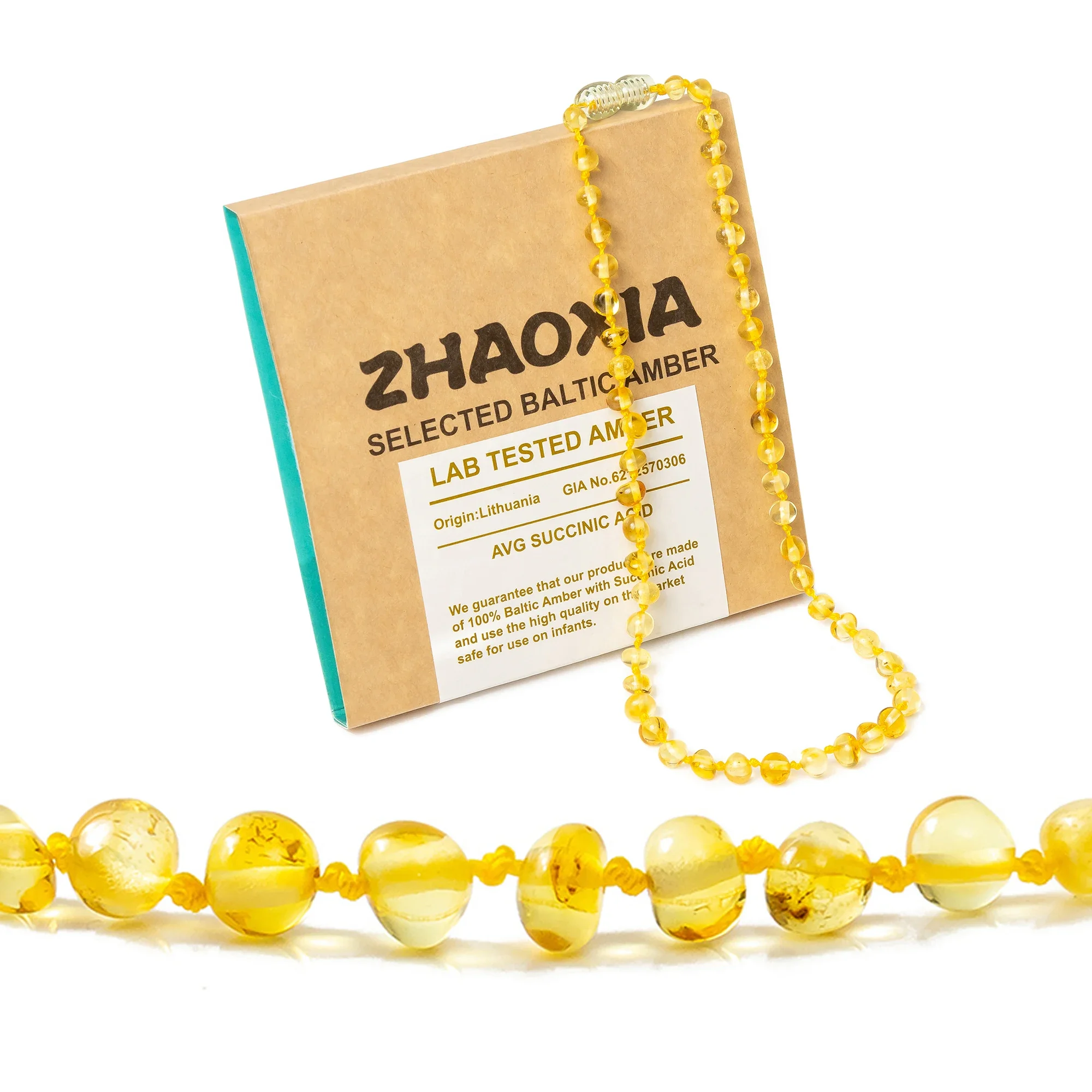 

Baltic Amber Teething Necklace/Bracelet for Baby - Gift Box - Certified as 100% Authentic Baltic Amber.