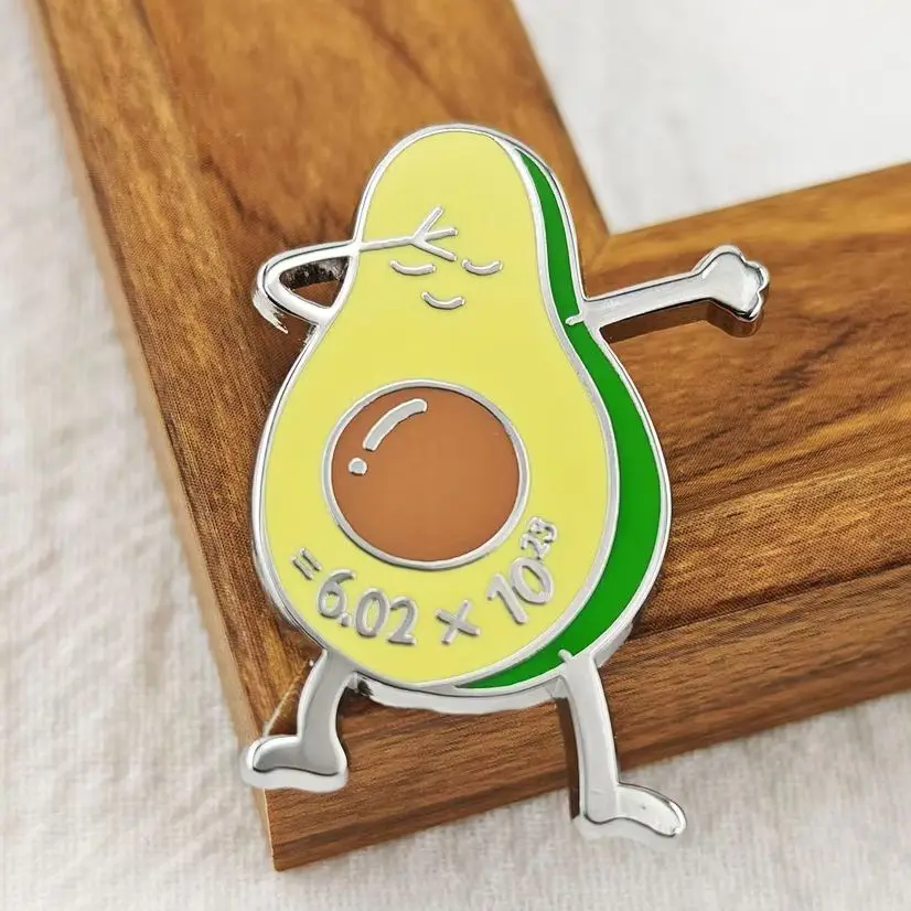 Funny Avogadro Avocado Enamel Pin 6.02x1023 Chemistry Joke Brooch Dabbing Science Nerd Badge Metal Lapel Pin Teacher Student Gif