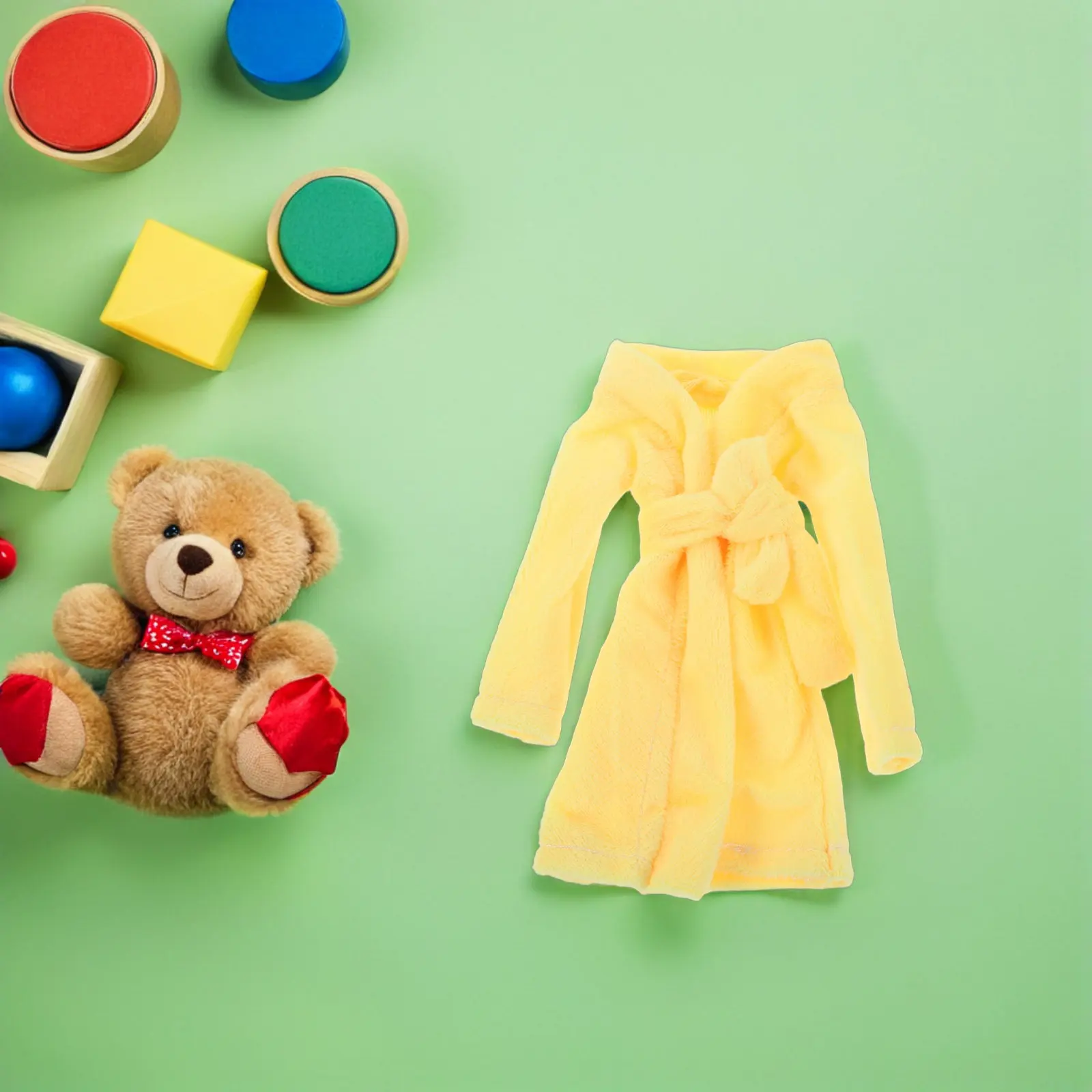 

Soft Miniature Pajama Outfit for Bedtime Play - Cute Bathrobe Sleepwear Set - Elegant Nightwear for Pretend Play and Collection