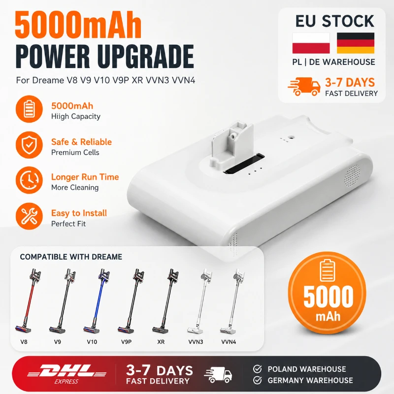 Wiederaufladbarer Li-Ionen-Akku 25,2V 5000mAh für Xiaomi Mijia V8 V9 V9P V10 VVN3 VVN4 Dreame Staubsauger 18650 Ersatz-Akku-Pack Kabelloser Staubsauger Ersatz-Akku