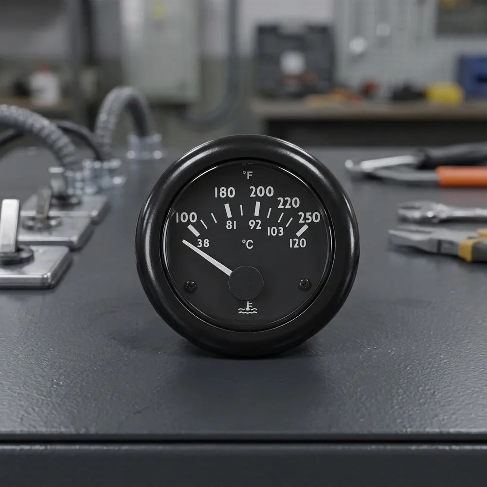 For Generator Water Gauge 12V 24V Round For Dial Type 100-250F 38-120C Dual Unit Measurement Flush Installation