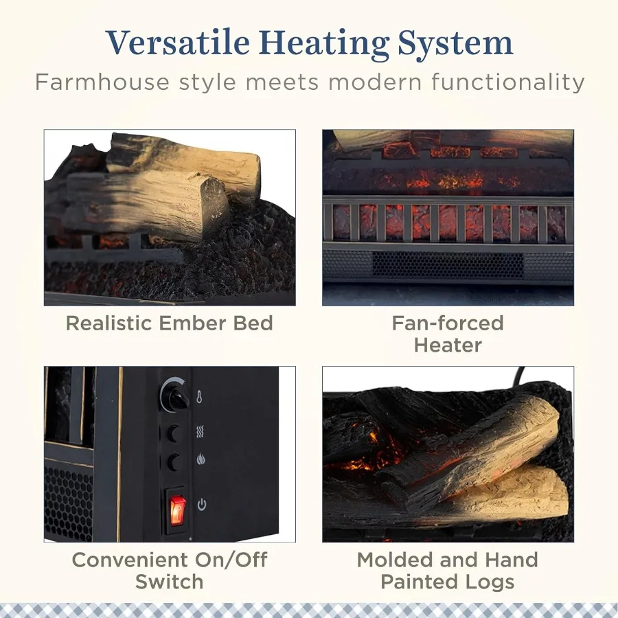 سجلات الموقد الكهربائية 20 حشوات الموقد الكهربائية LED مع سخان الأشعة تحت الحمراء سخان كهربائي يتسخن حتى 400 متر مربع. قدم. ريموت سي