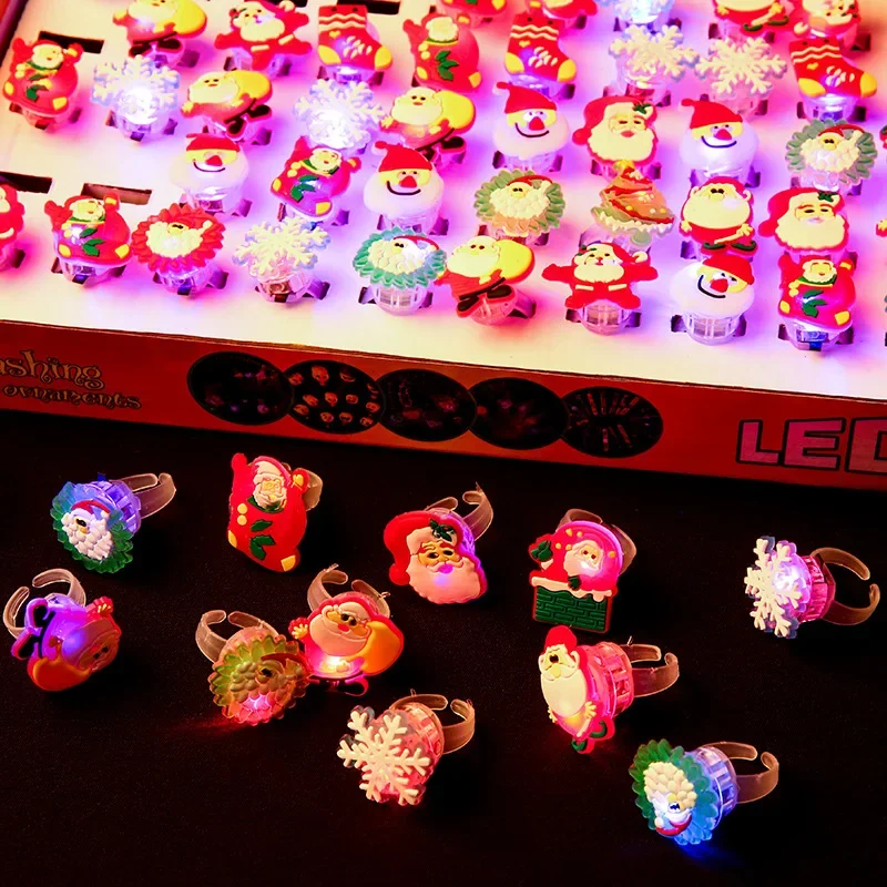 50pcs Halloween Decorations Creative Cute Pumpkin Ghost Eye Rings for Children Halloween Luminous Rings LED Flash Finger Ring