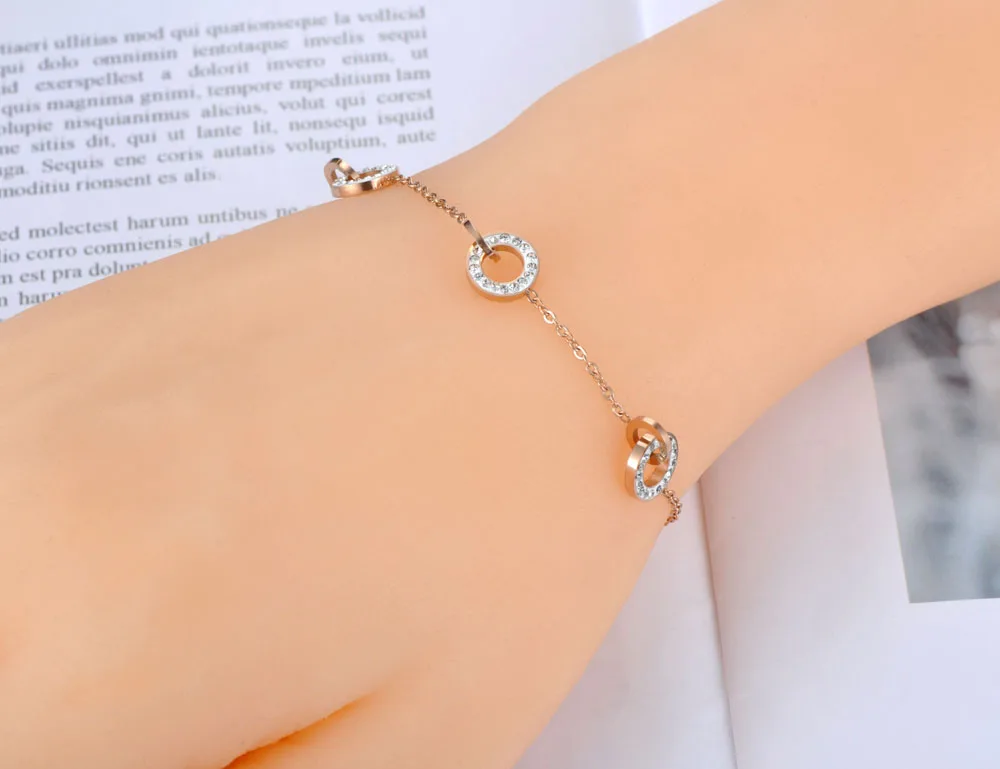 Lokaer Titanium Stainless Steel White Clay Circle Charm Bracelets For Women Girls Gold Plated Chain Link Bracelet Jewelry B19112