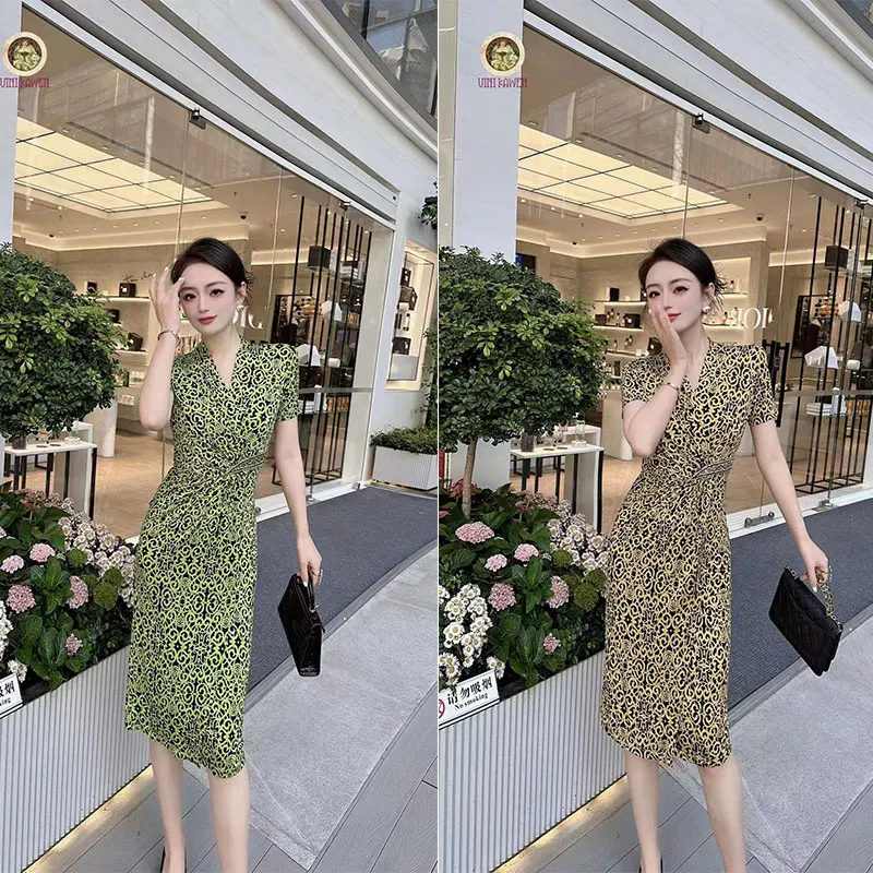 Fashionable and elegant printed design dress with exclusive style, noble and slimming women's clothing, high-qualit #S-F23099