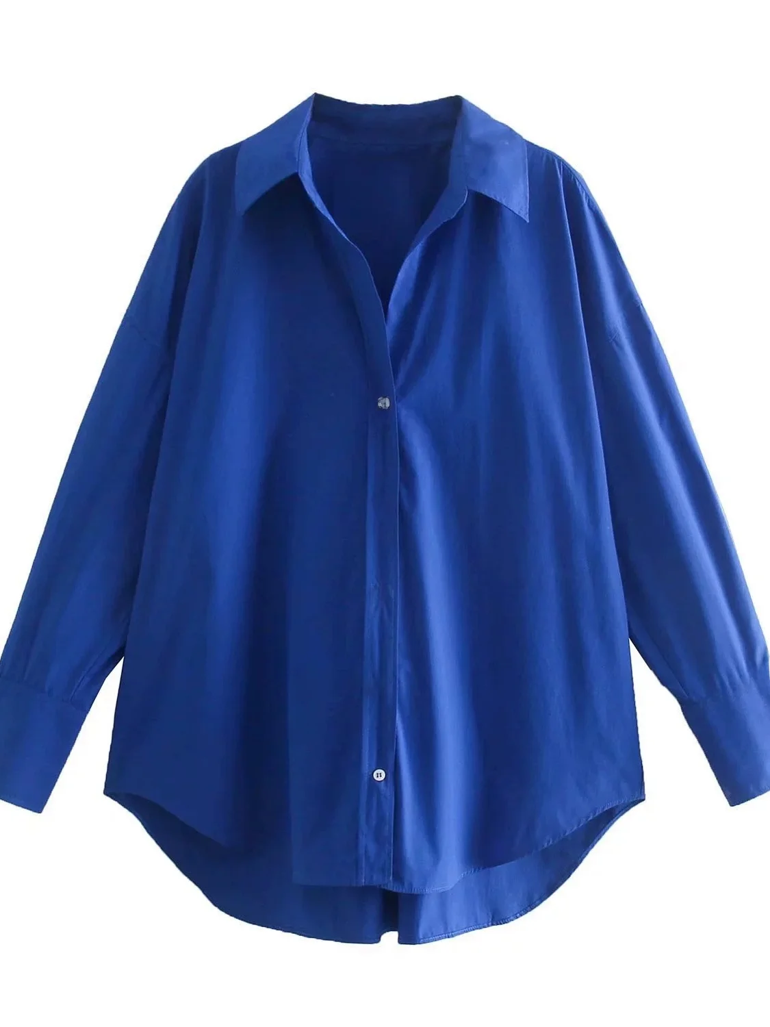 

Loose Long Sve Women's irt Stand Collar Ne Open Cardigan Sle Street Faion Polyester Casual Pure Color Spring