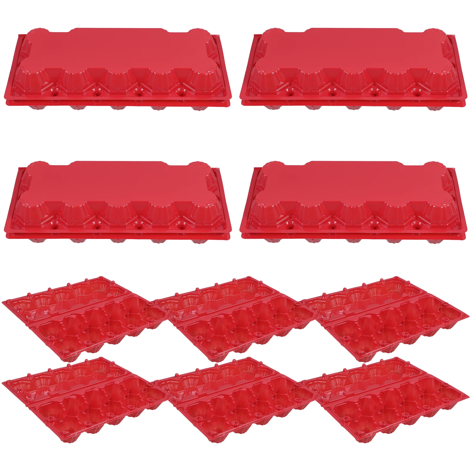 

10 Pcs Portable Egg Storage Tray Eggs Carton For Packaging Container Red Plastic