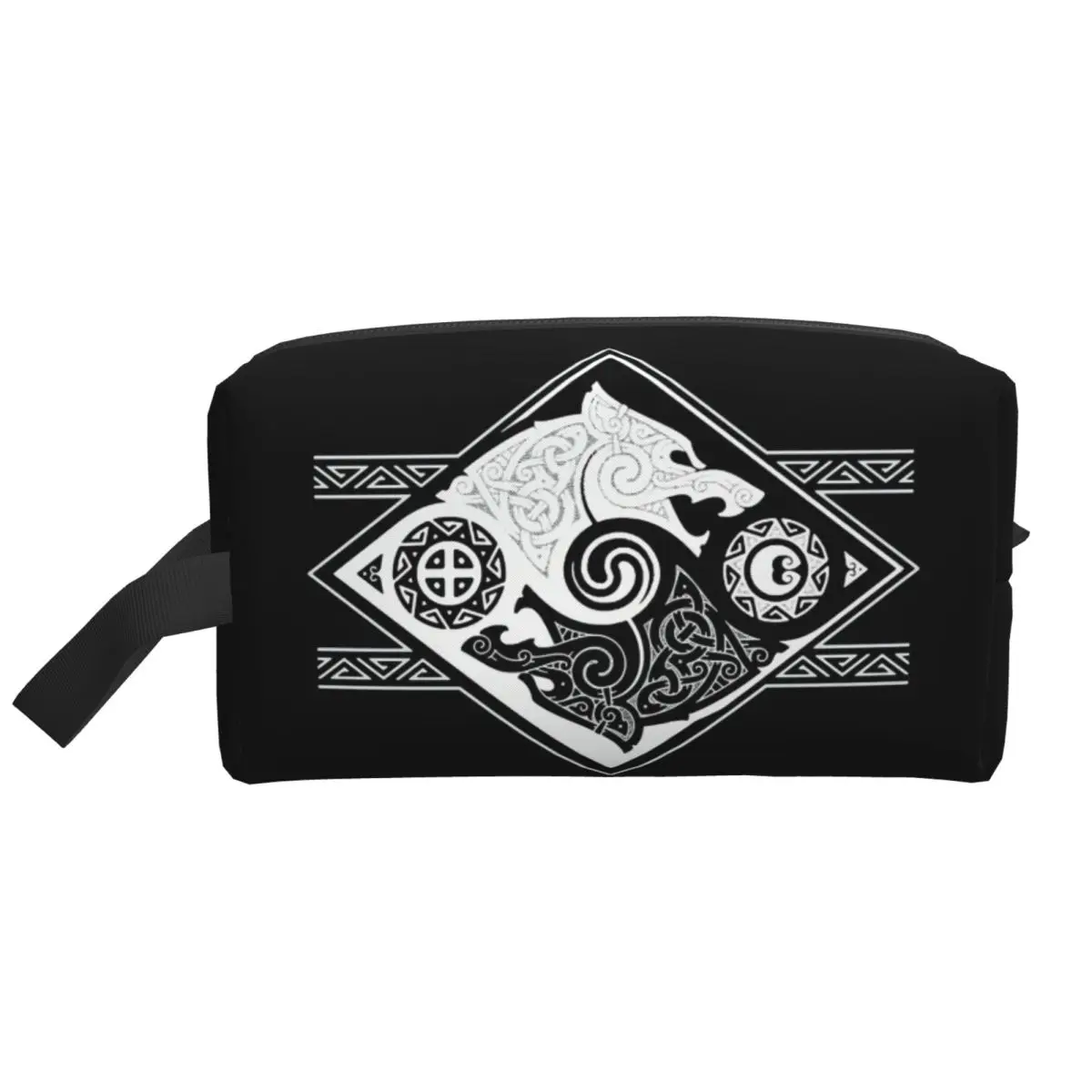 Bolsa de aseo de viaje Hati y Skoll, organizador de maquillaje cosmético vikingo bonito, estuche de Kit Dopp de almacenamiento de belleza para mujer
