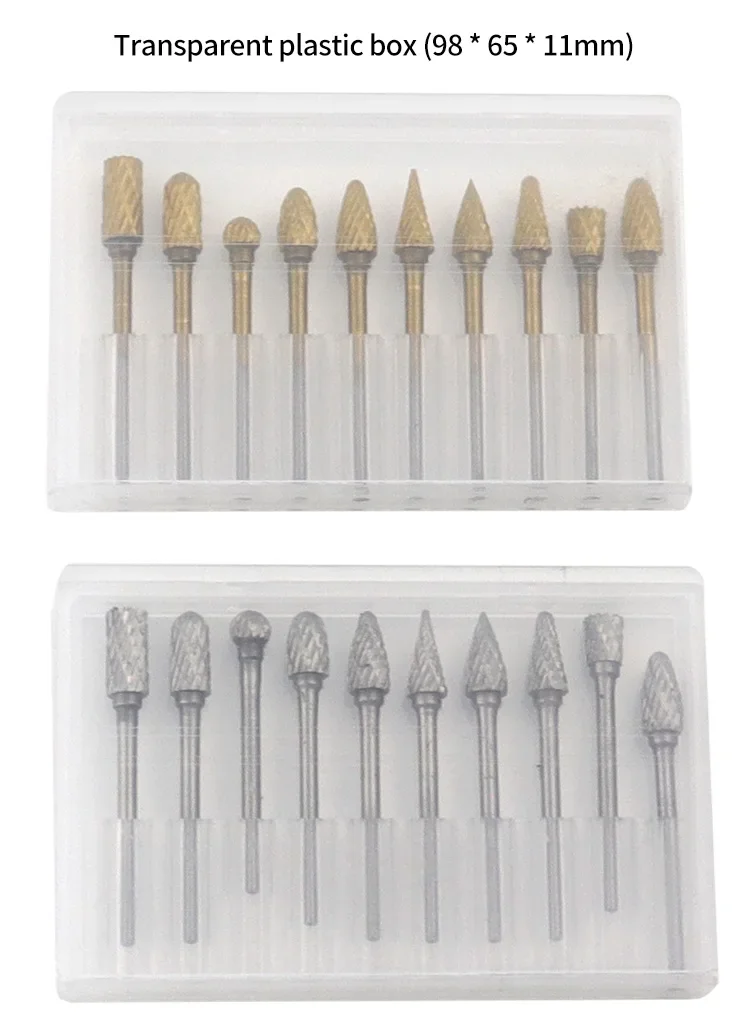 10pc Hard Alloy Rotary File 3*6 Double Grain Tungsten Steel Grind Head Electric Grind Mold Woodwork Grinding File Tool Set