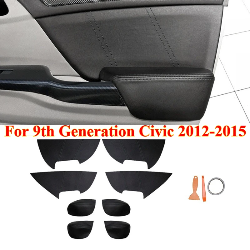 

For 9th Generation Civic 2012-2015 4pcs Microfiber Leather Car Interior Door Armrest / Doors Panel Cover Replacement Trim