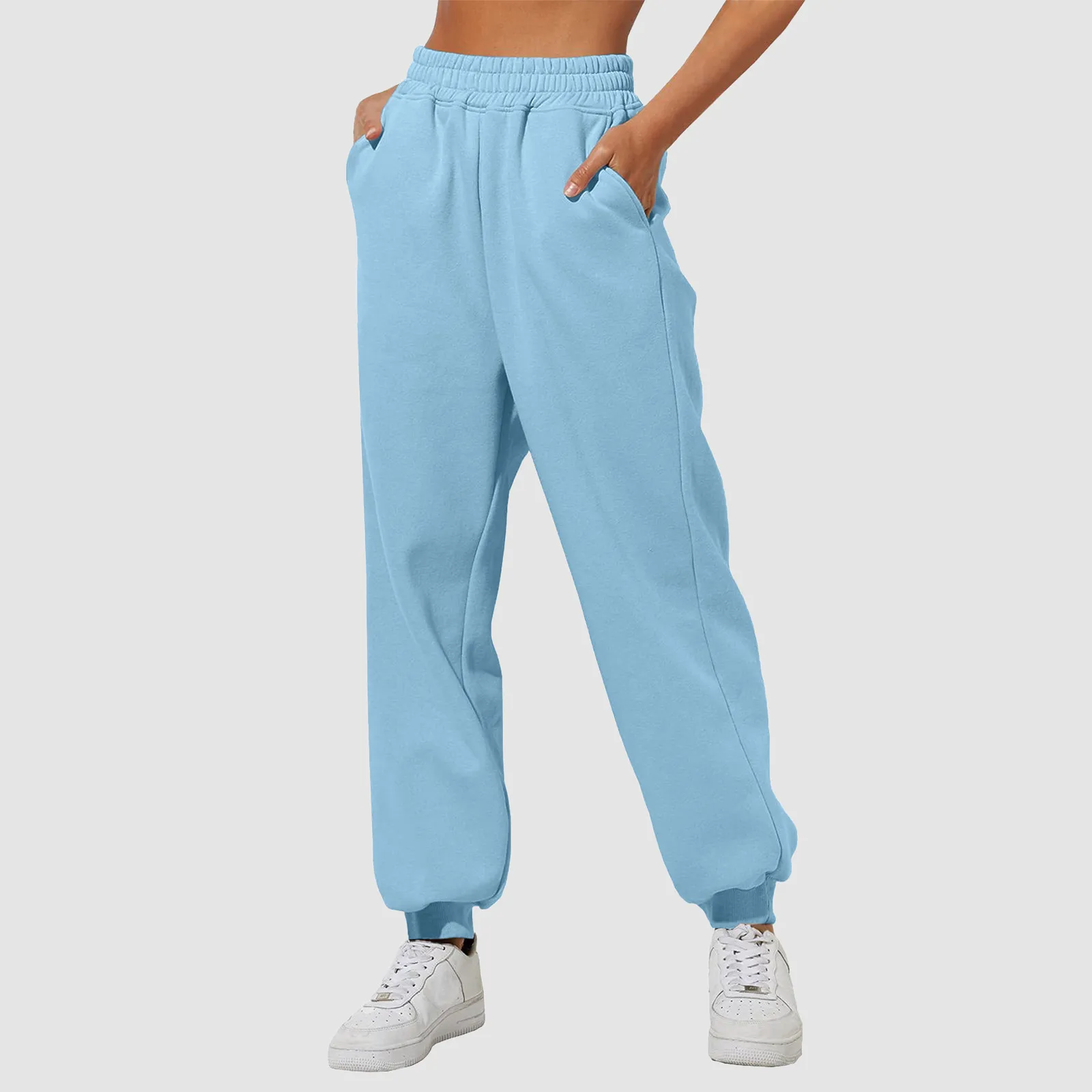 

Women Sweatpants Ankle-Banded Baggy Harem Sport Casual Pants With Pockets 2024 Solid Color High Waist Loose Trousers Plus Size