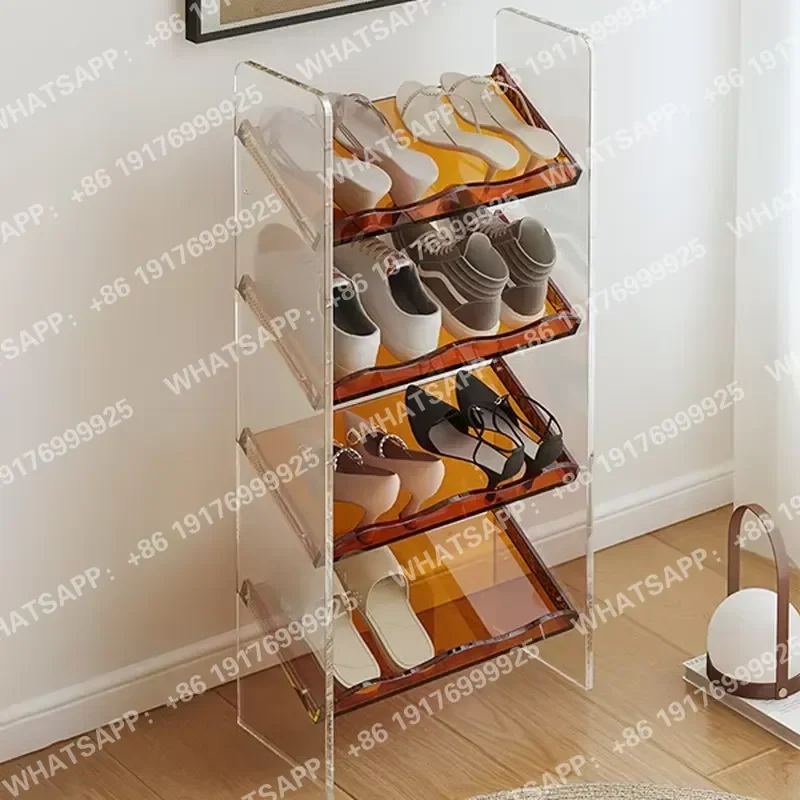 Plastic Products Acrylic Crafts Plastic Sheets- Sleek Acrylic 4-Tier Shoe Storage Shelf -for Entryway, Closet & Bedroom
