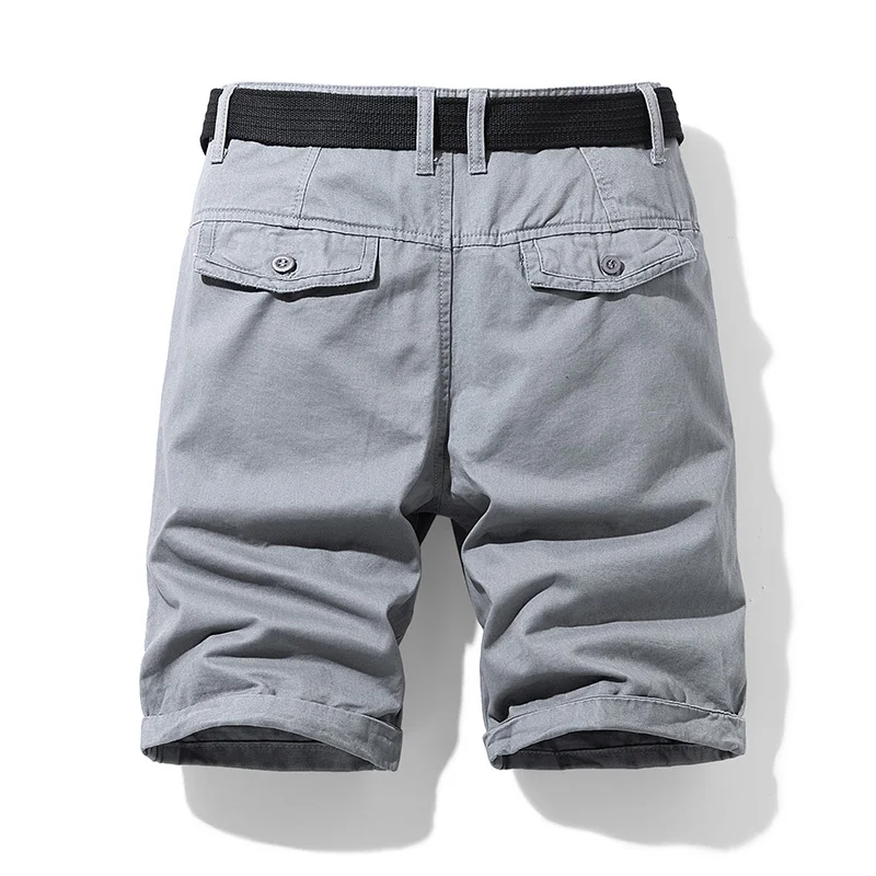 2024 Summer Solid Color Fashion Cotton Casual New Breeches Cargo Men Shorts Breathable Quick Dry Multi Pocket Hip Hop Short