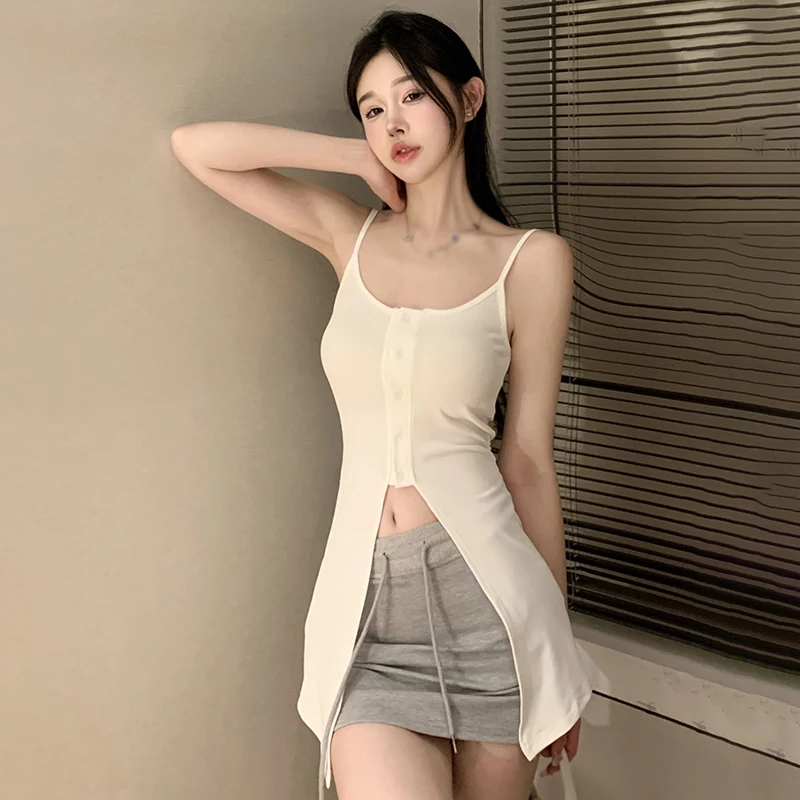 

Slim Sexy Sleeveless Tops Solid Colour Korean Version Summer Women's Tank Tops