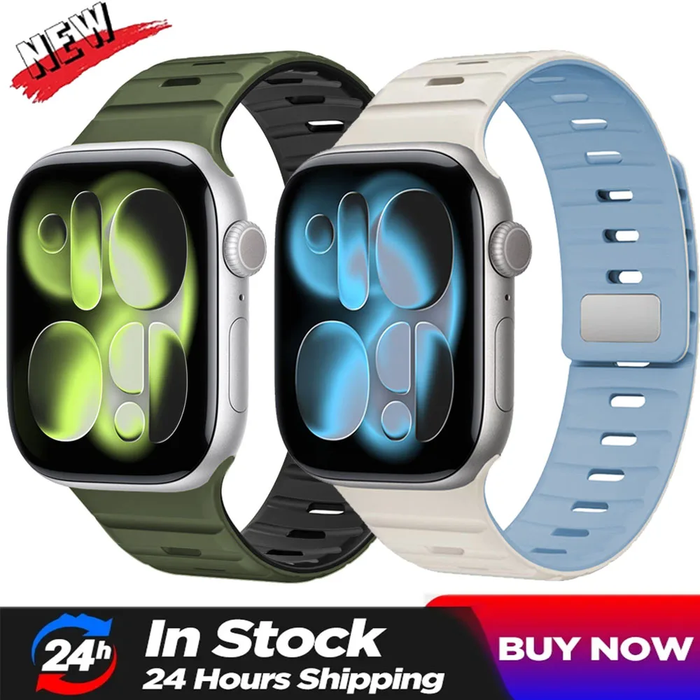 Магнитный силиконовый ремешок для Apple Watch 11 10 46 мм 42 мм Ultra 3/2/1 49 мм Wave Bracelet iWatch 9 8 7 6 5 4 SE3 45 мм 44 мм 41/40 мм