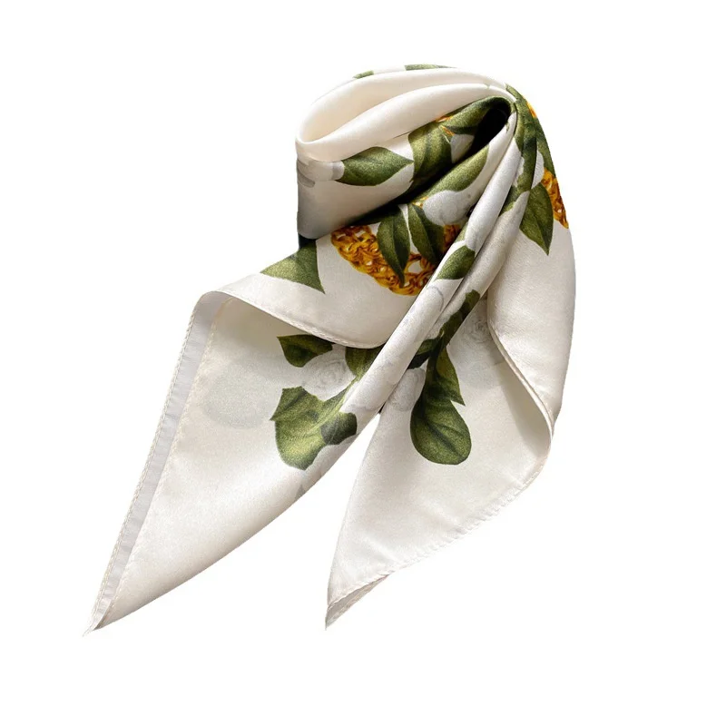 100% Echte Zijden Vierkante Sjaals Vrouwen Bandana Hoge Kwaliteit Bloemenprint Foulard Hair Tie Zachte Halsdoek