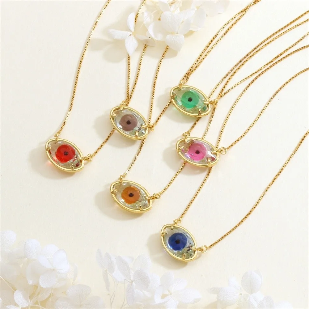 Cool Adjustable Demon Eyes Necklace Exquisite Fashion Eyes Clavicle Chain Jewelry Vintage Glass Sweater Chain Overlay