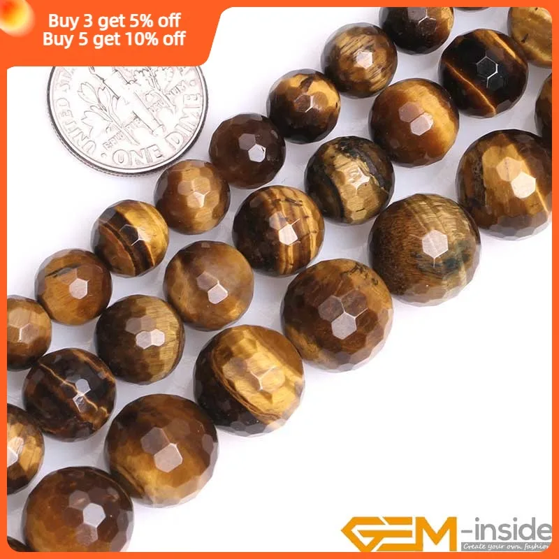 Natural Stone Yellow Tiger Eye Round Bead For Jewelry Making Strand 15\