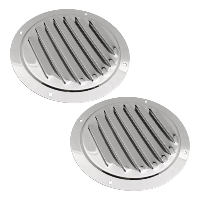 2Piece 5Inch Round Louvered Air Vent 316 Stainless Steel Air Vent Marine Boat Vent Cover Silver