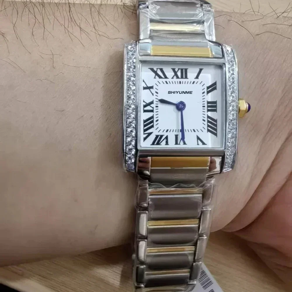 A333 Store 316L ساعة كوارتز بسيطة للنساء مقاومة للماء مربعة 25 ملم حزام من الفولاذ المقاوم للصدأ #5