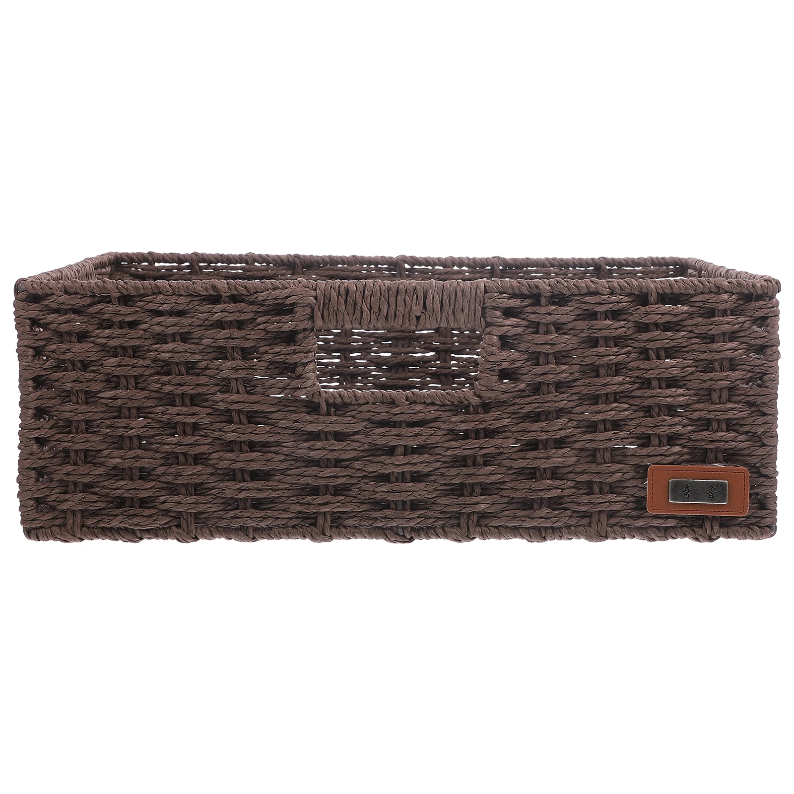 

Multi-Functional Woven Storage Basket Desktop Organizer Rectangular Hollow Sundries Container Reusable Decorative Basket