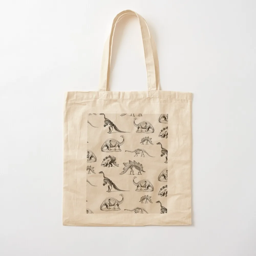 Vintage Museum Dinosaur Skeleton Illustrations, Black & Cream Dinos Tote Bag Woman shopper bag shopping bag Women's tote