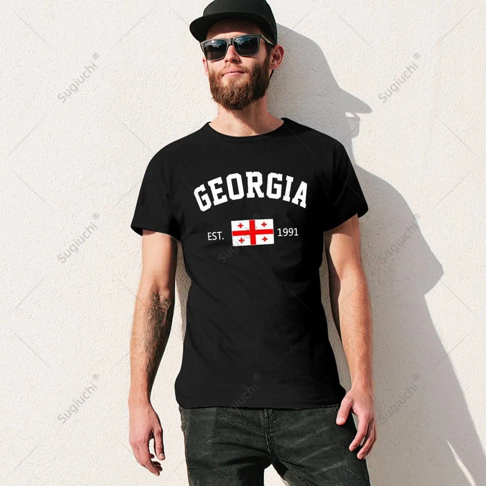 Unisex Men Georgia EST.1991 Independence Day Tshirt Tees T Shirts Women Boys 100% Cotton T-Shirt