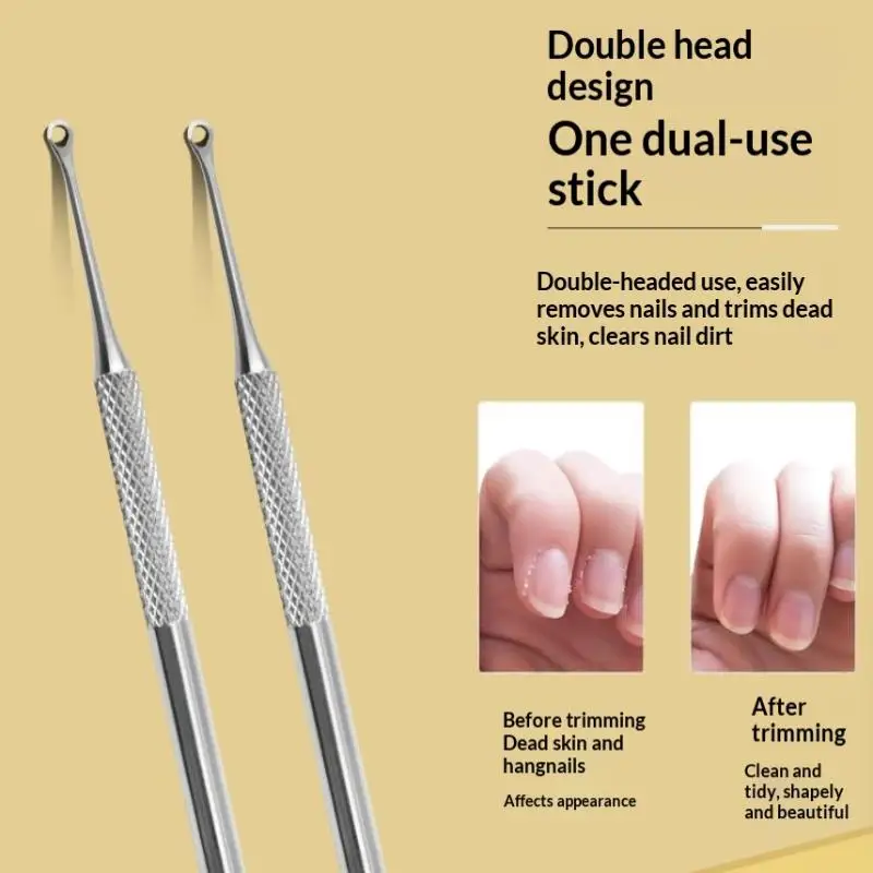 Professional Stainless Steel Cuticle Pusher With Scraper Dual-Function Nail Tool for Home Salon Manicurist Daily Use