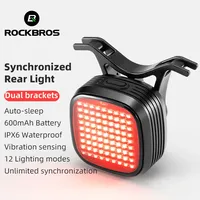 ROCKBROS Bicycle Rear Light MTB Road Smart Brake Sensing Sync Tail Light Ipx6 Waterproof High Quality Rechargeable Rear Lamp