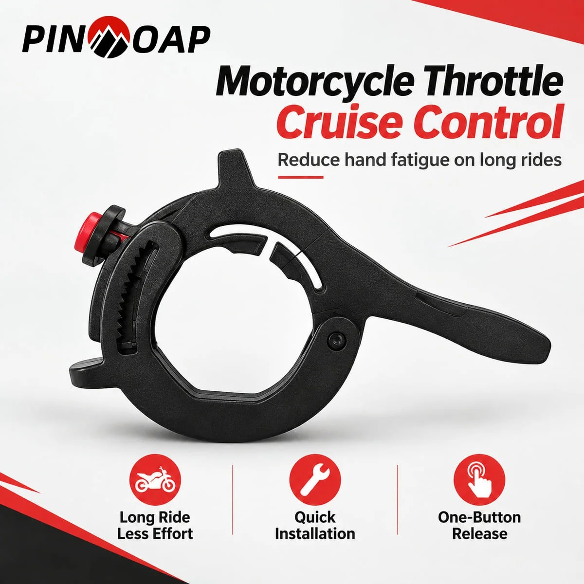 PINMOAP 1PC Motorcycle Throttle Cruise Control Throttle Lock for Motorcycles and Electric Vehicles Long Ride Wrist Relief