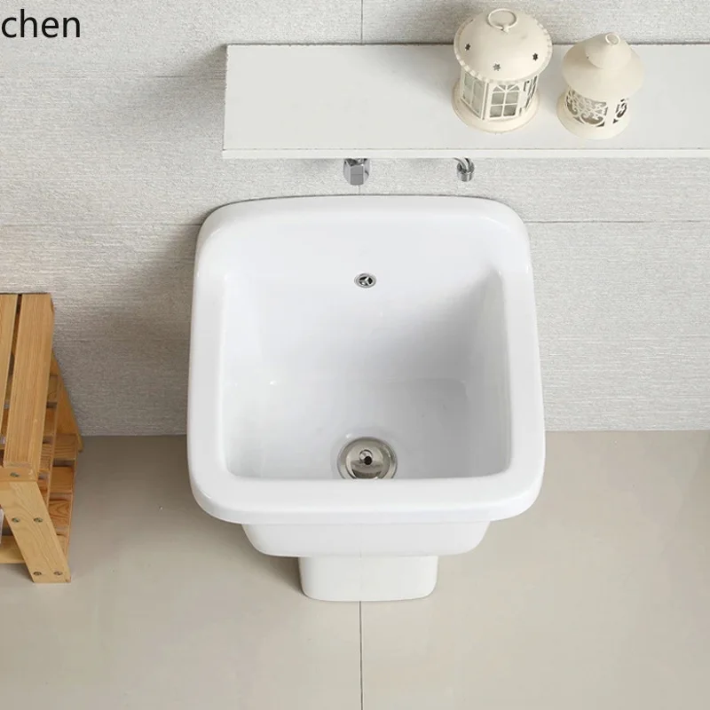 PYH Modern Simple Premium Balcony Ceramic Mop Sink Mop Basin Engineering Split Mop Sink